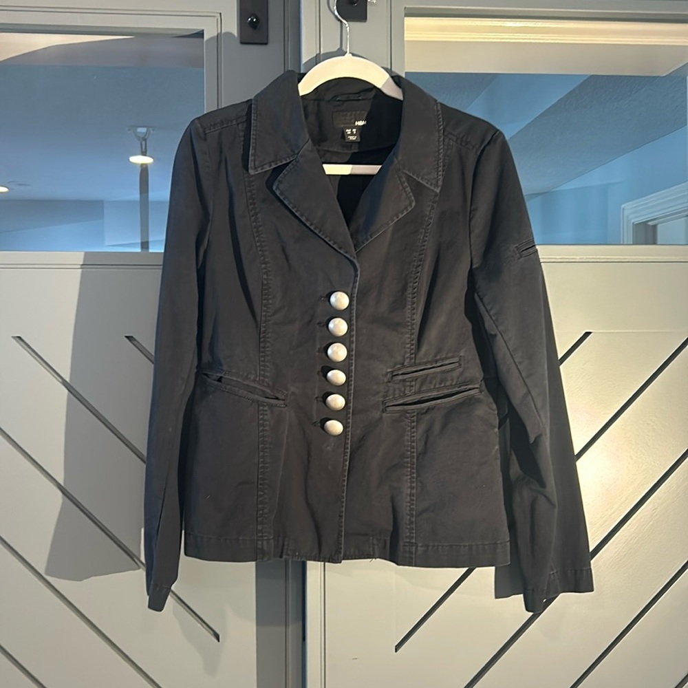 H & M cotton blazer jacket size 8 navy